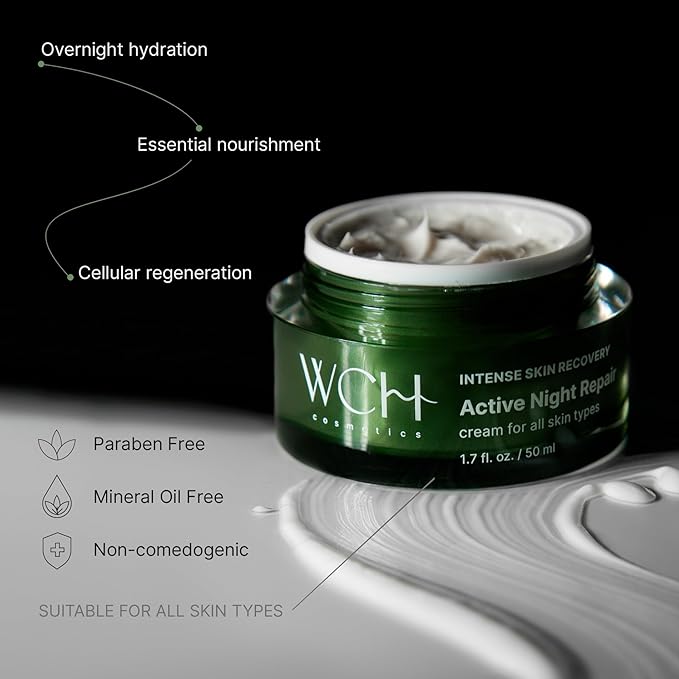 Active Night Repair Face Cream with Antioxidants and Vitamin E – Anti-Aging Midnight Moisturizer for Fine Lines, Wrinkles – Intense Skin Recovery – 1.7 fl. oz. / 50 ml