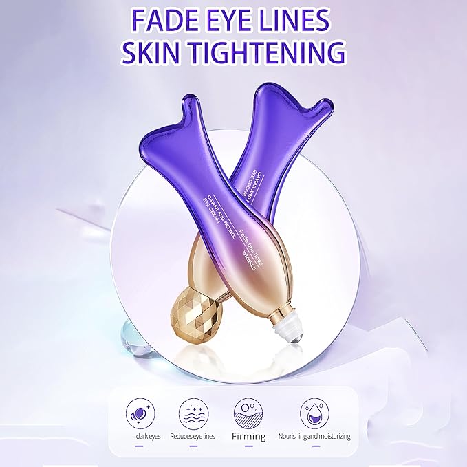 Caviar+Retinol Eye Cream for Wrinkles, 360° Massage Under Eye Cream Face and Eye Serum Firming and Lifting, Instant Hydrating, Deep Moisturizing for Dark Circles Puffiness Fine Lines, Bags