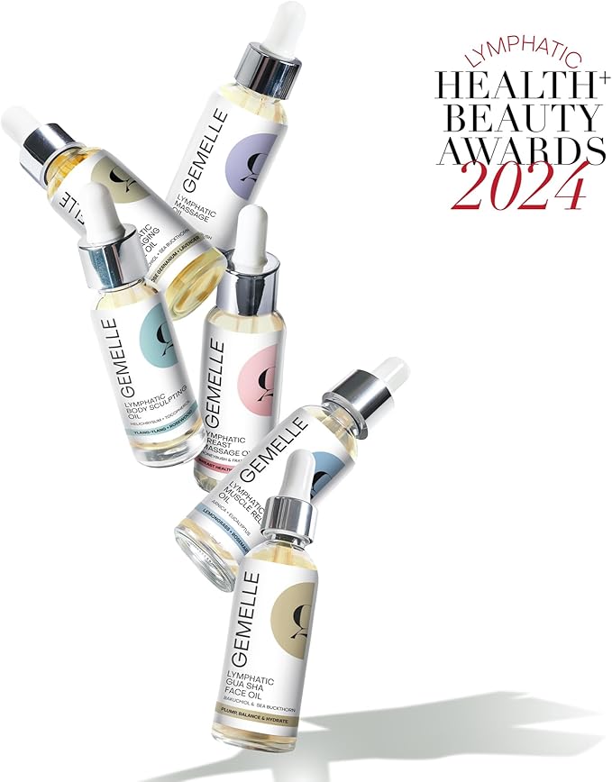 GEMELLE Lymphatic Body Sculpting Oil | 6X Award Winner | Anti-Cellulite, Stretch Marks, Scars, Bloating, Lymphatic Drainage | Helichrysum & Ylang-Ylang | Paraben-Free, Natural Skin Care 15ml