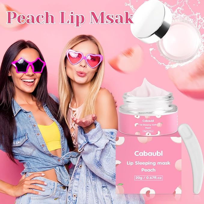 Lip Sleeping Mask,Moisture Lip Mask Overnight,Night Repair Sleeping Lip Balm,Sleeping Lip Butter Balm to Moisturize & Nourish Dry Cracked Lips,Lip Treatment Mask,Peach Lip Mask(20g, 0.7 oz)