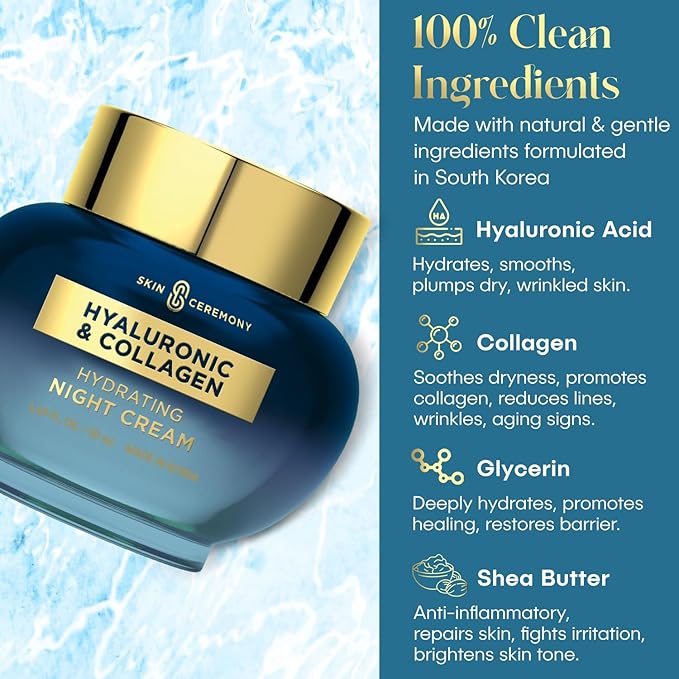 Hyaluronic Acid & Collagen Face Moisturizer - Long-Lasting Hydration, Skin Firming, Anti-Aging - Dermatologist Tested, Cruelty-Free Korean Skin Care for All Skin Types - 1.69 Fl. Oz