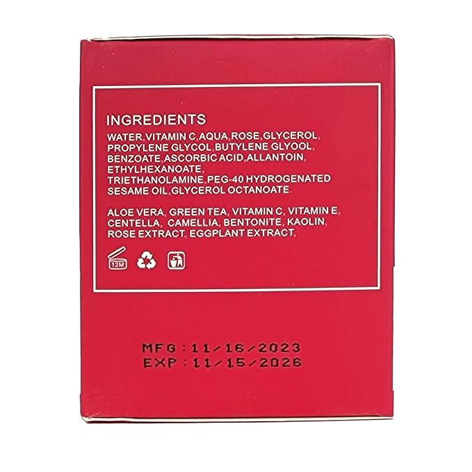 Rose Facial Mask, with Rose Extract, Vitamin C, Glycerol, Aloe vera, Vitamin E for Moisturizing, Smooth and Skin Glowing, 4.23 Oz (120G)