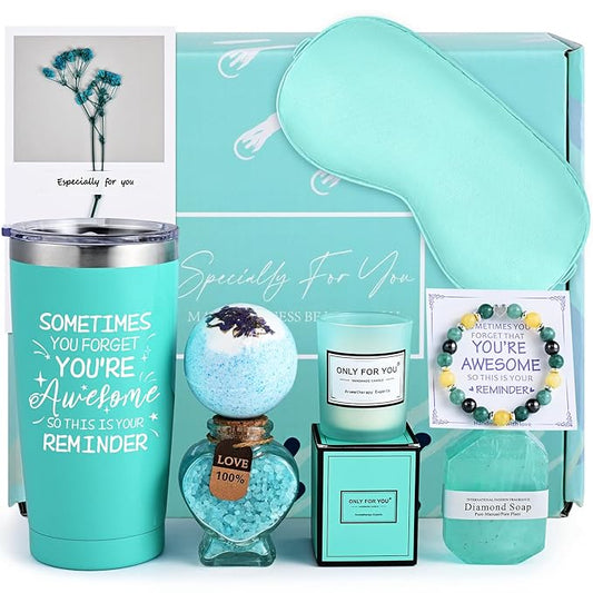 FRAMICS Spa Gifts for Women, Relaxing Spa Gift Baskets, 8-Piece Blue Set