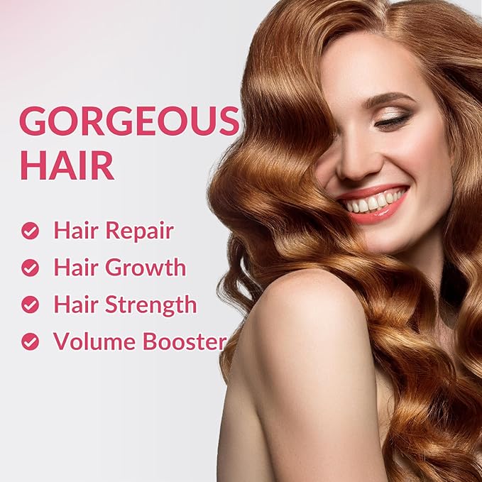 Hair Skin and Nails Gummies, Hair Skin Nails Vitamins w/Biotin Collagen Hyaluronic Acid, Hair Growth Vitamins for Hair Loss for Women & Men - Non-GMO & Gluten Free