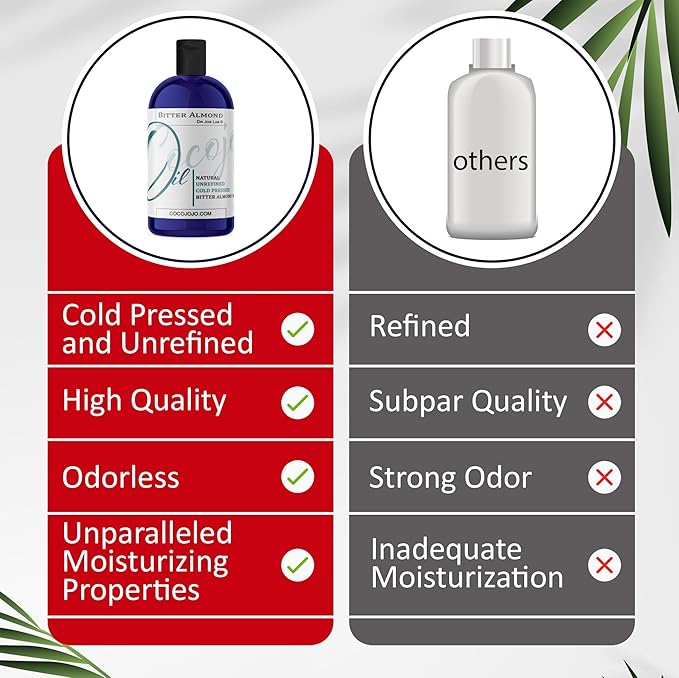 Dr Joe Lab Bitter Almond Oil - 16 oz - Pure, All Natural, Non GMO, Carrier Oil - for Skin, Hair, Body, Nails, Face, Arms & Legs - Hydrates, Nourishes, Moisturizes