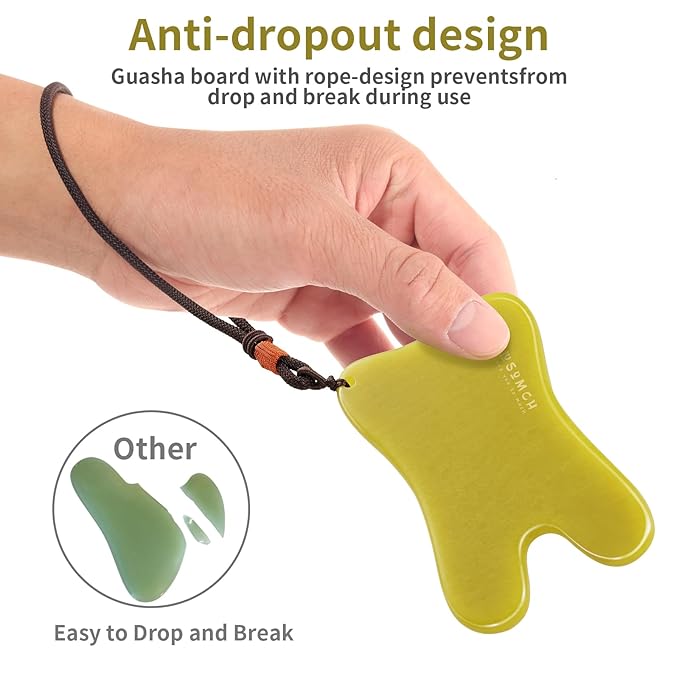 Gua Sha Facial Tool Set, Green Jade Stone Face Massager for Sculpting, Anti-Aging Skin Care Tools with Amethyst Facial Roller for Lymphatic Drainage, Beauty Gift for Women