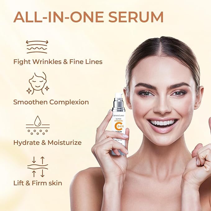Super Vitamin C Serum for Women Mature Skin- Hydrating Anti-Aging with Vitamin C Caffeine - Facial Skin Care Over 50 60 70, Firming, Lifting, Smoothing 1.69 fl oz