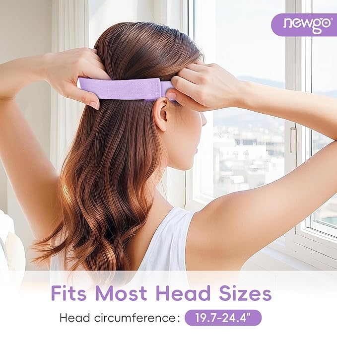 NEWGO Cooling Gel Eye Mask - Reusable Cold Pack for Puffy Eyes, Dark Circles, Migraine, Stress Relief - Purple With Soft Plush Backing