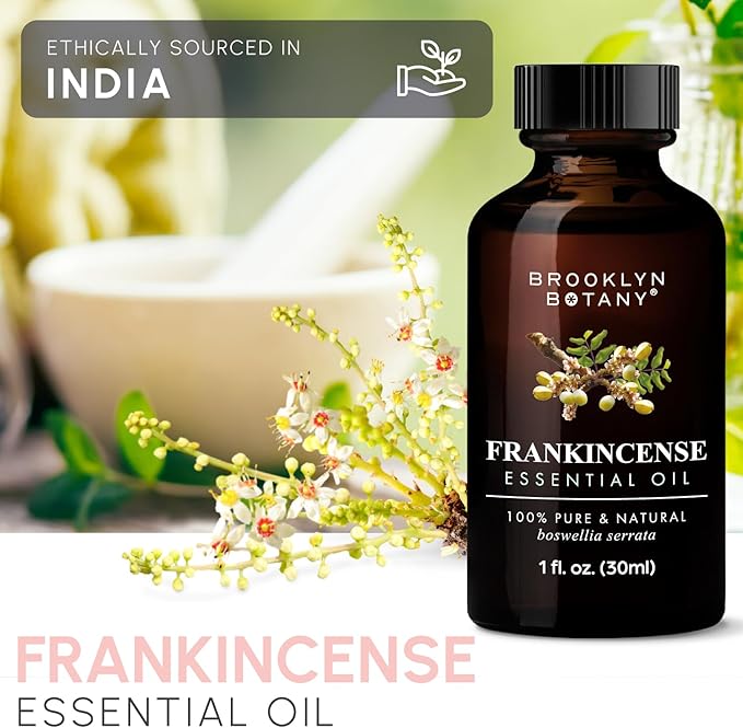 Brooklyn Botany Frankincense Essential Oil – 100% Pure and Natural – Premium Grade Oil with Dropper - for Aromatherapy and Diffuser - 1 Fl Oz
