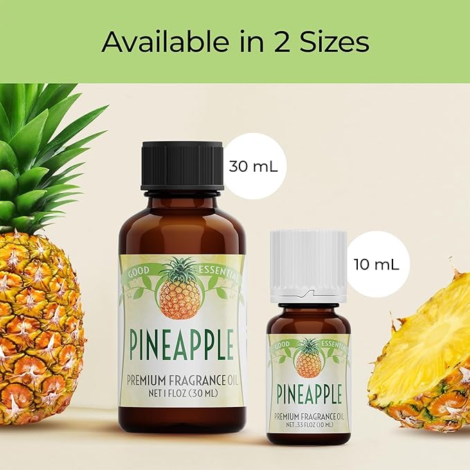 Good Essential – Professional Pineapple Fragrance Oil 10ml for Diffuser, Candles, Soaps, Lotions, Perfume 0.33 fl oz