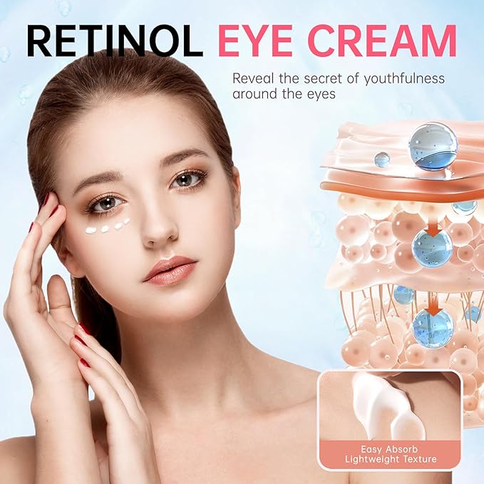Instant Reduction of eye bags-Retinol Eye Cream Dark circles,Relieves Dark Circles And Puffiness, Youth Eye Cream: Anti-Wrinkles,Hydrating, Tightens The Delicate Skin Under The Eyes 0.7 OZ