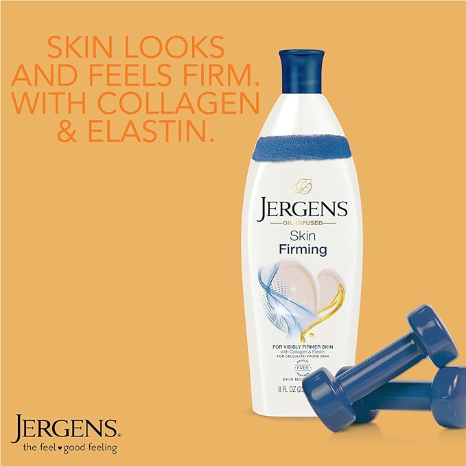 Jergens Skin Firming Body Lotion for Dry to Extra Dry Skin, Skin Tightening Cream with Collagen and Elastin, Dermatologist Tested, Hydralucence Blend Formula, 16.8 Oz