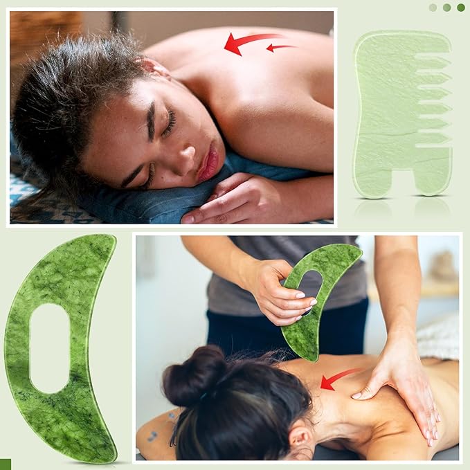 BBTO 2 Pcs Jade Comb for Scalp Massage Gua sha Comb for Head Body spa Hair Multifunctional Handheld Massage Tools(Fashion, Classic)
