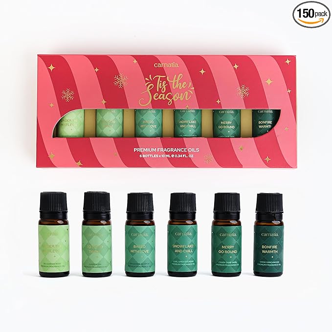 Carnatia Tis The Season Holiday Aroma Oil Set – 6 Cozy & Uplifting Scents for Diffusers, Relaxation & a Warm, Inviting Atmosphere | Festive Essential Oils for Home & Gifting!