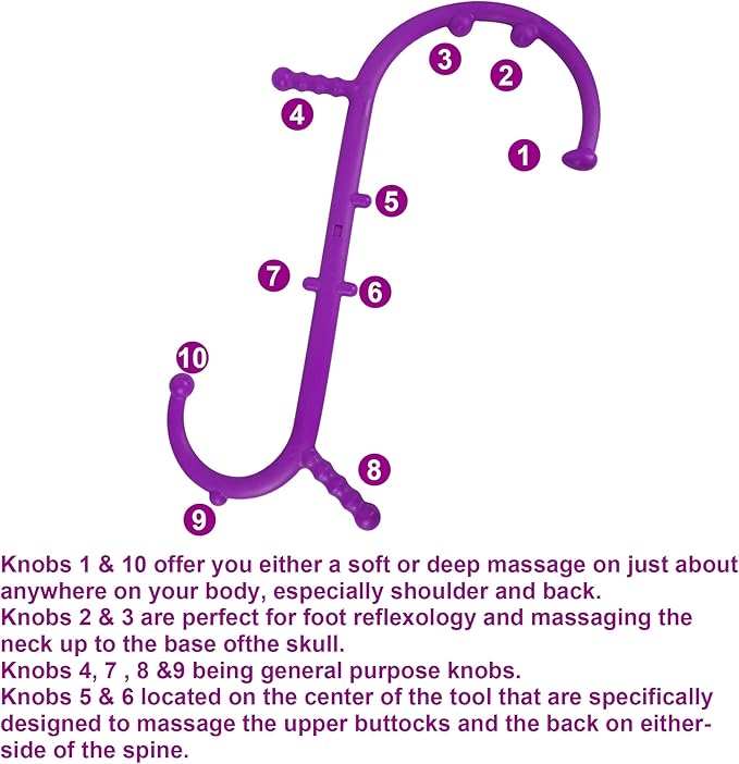 Massage Trigger Point Cane, Muscle Release Tool Self Massage Hook Cane, Handheld Back, Neck, Shoulder, Leg and Feet Massager Rod, Body Deep Tissue for Men & Women, Purple
