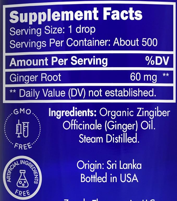 Organic, Ginger Essential Oil, for Pain and Inflammation, Edible, Food Grade – 100% Pure, Ginger Oil, for Lymphatic Drainage, Massage, by Zongle Therapeutics,1 OZ