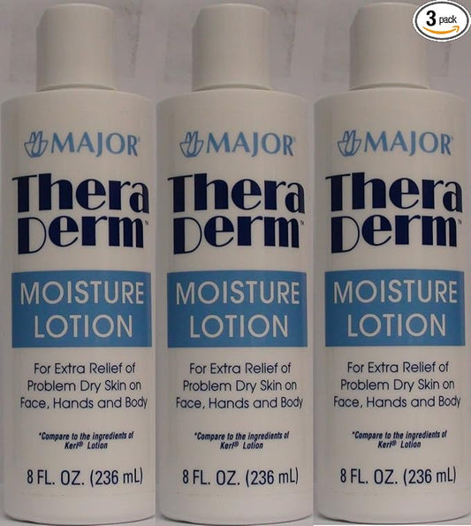 Thera Derm Lotion Generic for Keri Original Body & Face Moisturizing Lotion for Dry Skin 8 oz per Bottle Pack of 3 Total 24 oz
