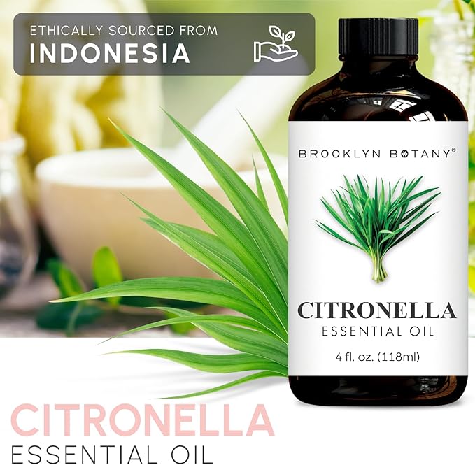 Brooklyn Botany Citronella Essential Oil – 100% Pure and Natural – Premium Grade Oil with Dropper - for Aromatherapy and Diffuser - 4 Fl Oz