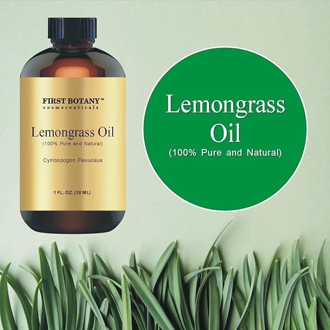 First Botany, 100% Pure Lemongrass Essential Oil - Premium Oil for Aromatherapy, Massage, Topical & Household Uses - 1 fl oz (Lemongrass)