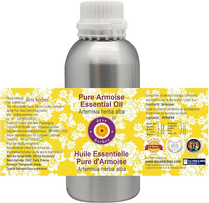 Deve Herbes Pure Armoise Essential Oil (Artemisia herba alba) Steam Distilled 300ml (10 oz)