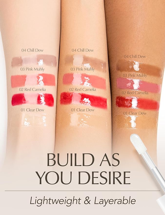 Natural Bloom Korean Lip Oil Serum 0.14 fl oz | Moisturizing Lip Booster Plumping Oil Tint Serum Enriched w/Camellia & Safflower Oils | Non-Irritating Color Changing Lip Oil (Red Camelia)