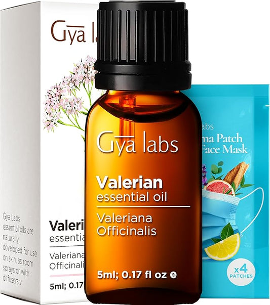 Gya Labs Valerian Essential Oil for Diffuser - 0.17 Fl Oz - 100% Pure Natural Valerian Oil for Skin, Aromatherapy & Candle Making - Woodsy Balsamic & Relaxing Scent