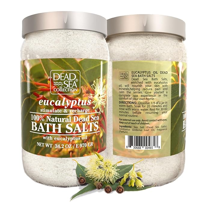 Bundle-Dead Sea Collection Bath Salts Enriched - Argan and Eucalyptus - Natural Salt for Bath - Large 34.2 OZ. - Nourishing Essential Body Care for Soothing and Relaxing Your Skin and Muscle