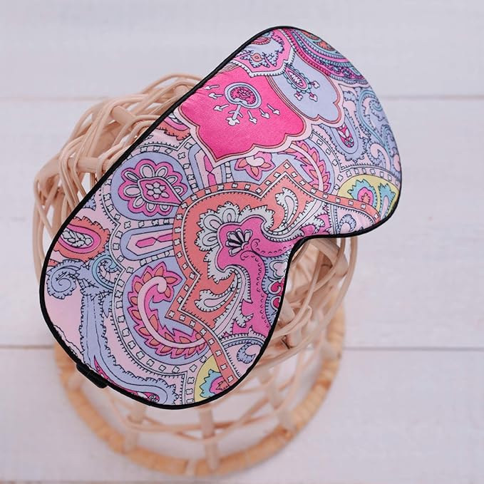Maxfeel 100% Pure Silk Eye Mask - Sleep Eye Cover in Printed Colors (#12)