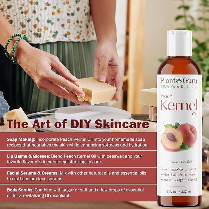 Peach Kernel Oil 16 oz. - 100% Pure and Natural Carrier Oil - Refined, Cooking, Skin, Hair, Body & Face Moisturizing