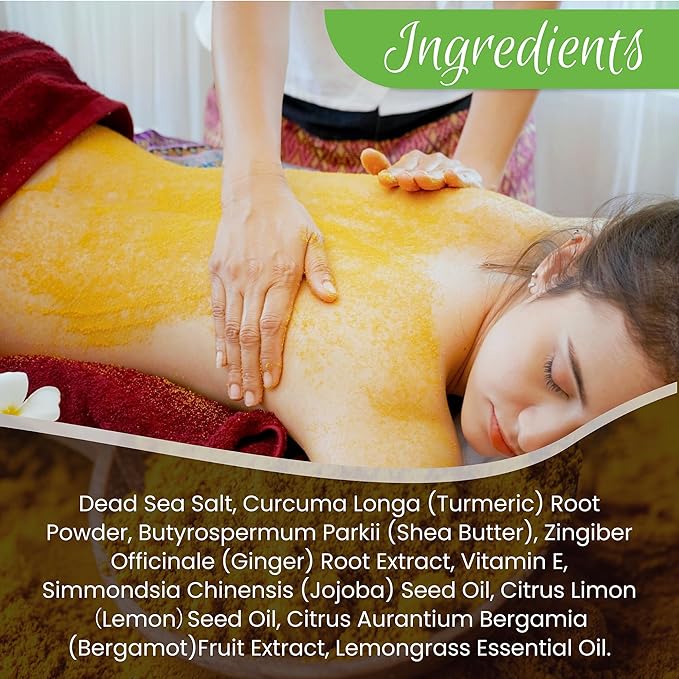 Turmeric Body Scrub - Handmade Natural Scrub For Body, Face, Hand, and Foot - Natural Skincare Body Scrub For Women - Suitable for All Skin Types (7.8oz)