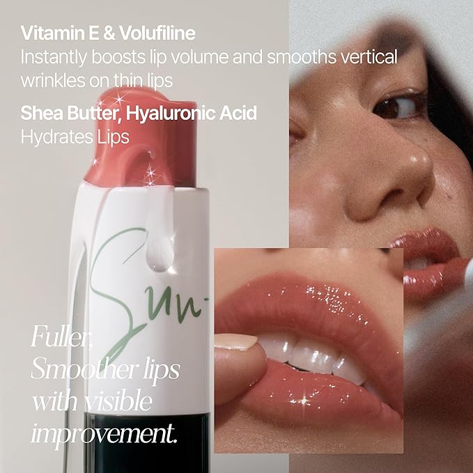 SUN-KISSED Plump Tinted Lip Balm, Lip Plumper, 70% Skincare Ingredients Providing Deep Hydration to Cracked & Chapped Lips, Lightweight Buildable High Gloss Finish, 10 Morning Burgundy
