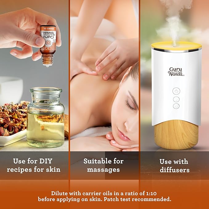 GuruNanda Orange Essential Oil (15mL) - 100% Pure & Natural - Undiluted - Premium Aromatherapy for Diffuser