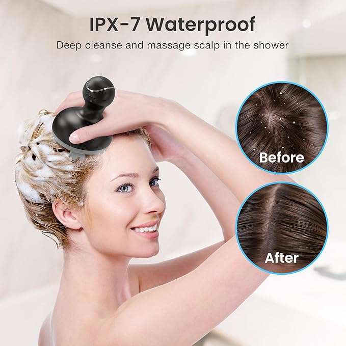 COMFIER Electric Scalp Massager Hair Growth, Cordless Head Massager Scalp Stress Relax, Waterproof Handheld Hair Scratcher with 84 Silicone Nodes, Gift for Men Women