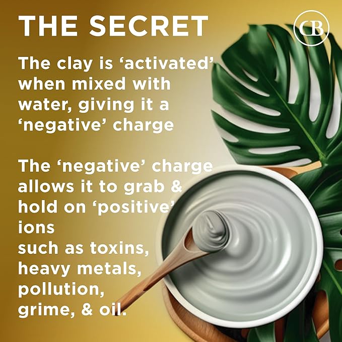 CB Calcium Bentonite - Indian Healing Clay 16oz - Deep Pore Cleansing & Maximum Detoxification Formula - Facial and Body Mud Mask - Living Clay - We are THE Source!