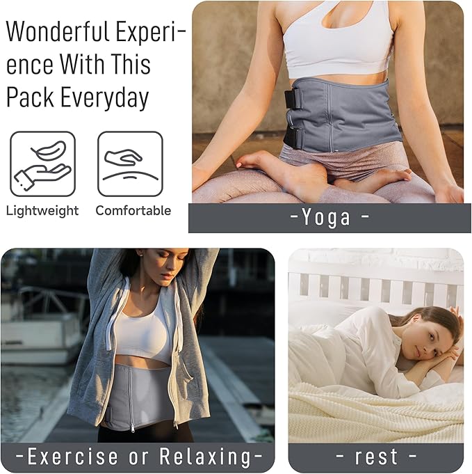 Langsprit Organic Cotton Castor Oil Pack Wrap - Reusable Castor Oil Pads Pack Compress for Liver & Stomach Detox - Body Kit Charcoal Grey