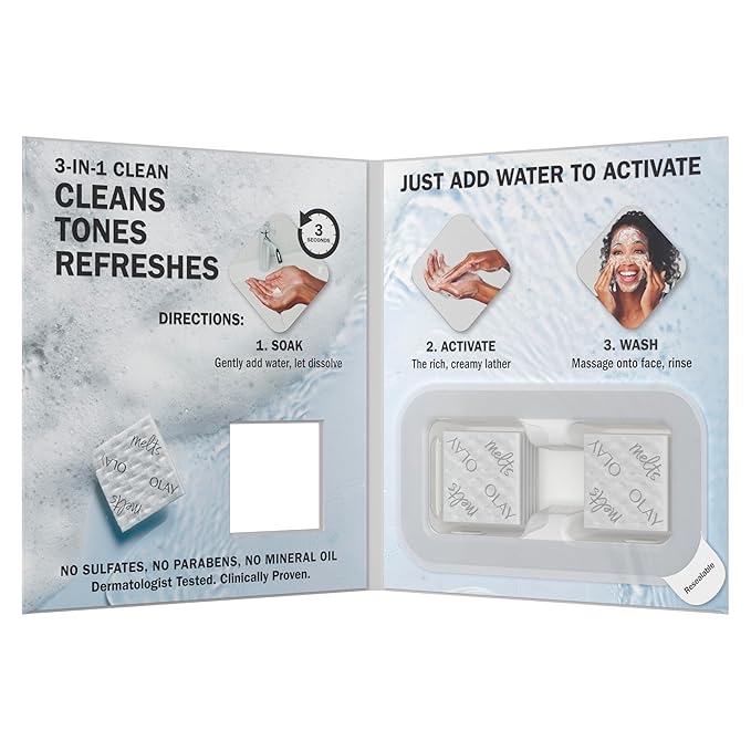 Olay Cleansing Melts + Vitamin C Face Cleanser, 12ct, Water-Activated Face Wash Cleans, Tones, and Refreshes Skin