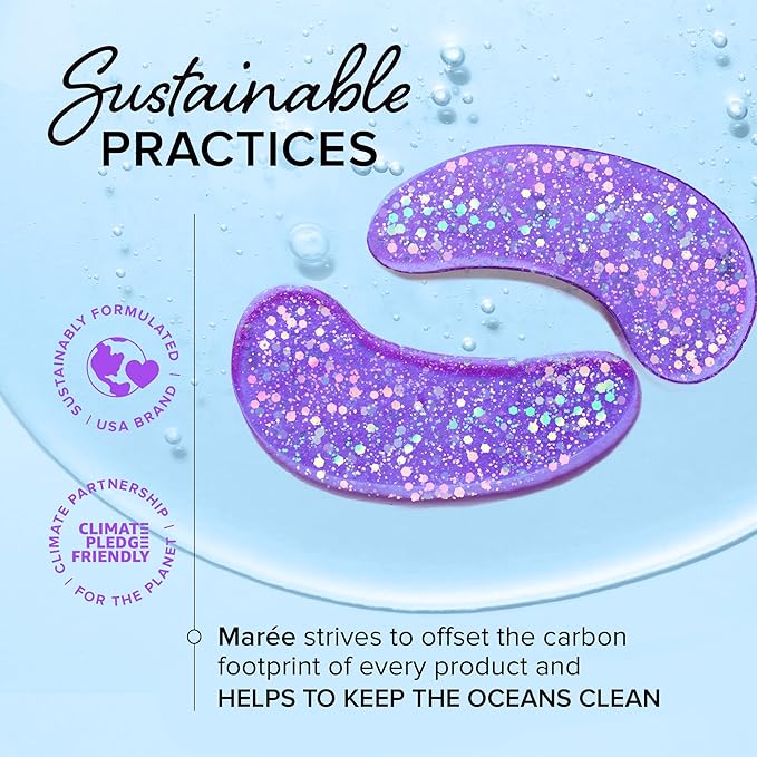 MAREE Eye Gels - Under Eye Patches for Puffy Eyes and Dark Circles with Natural Marine Collagen & Hyaluronic Acid - Anti-Aging Masks for Face to Soothe Puffiness