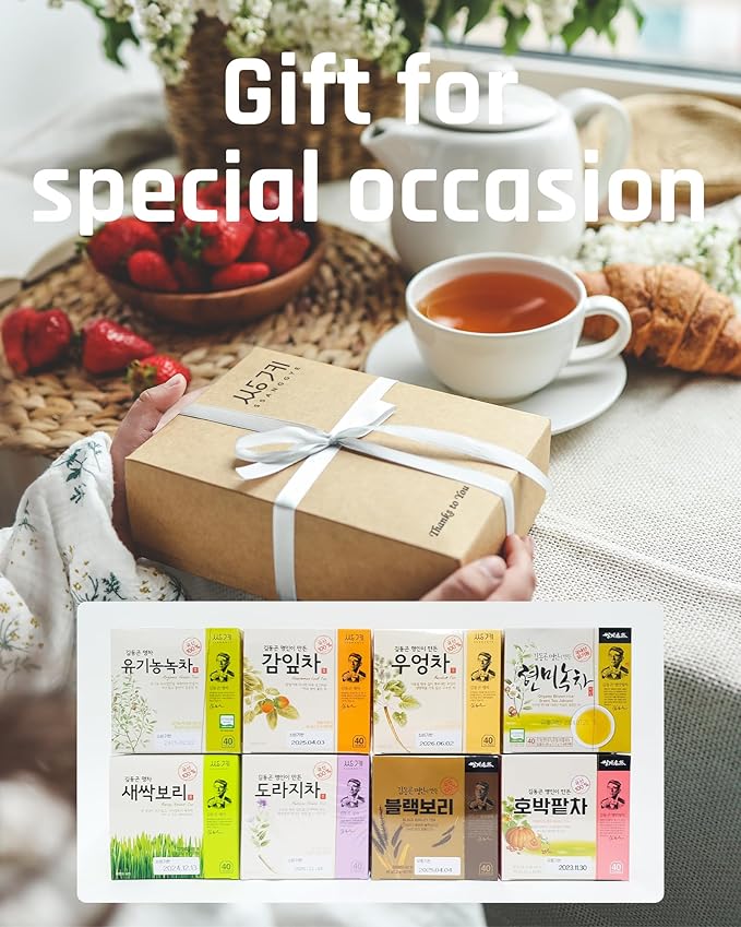 Ssanggye Caldron Nurungji Tea 1.5g x 40 Tea Bags, Premium Korean Herbal Tea Hot cold Nutty Savory Blended Corn Brown Rice Herb 누룽지차 4 Seasons Made in Korea