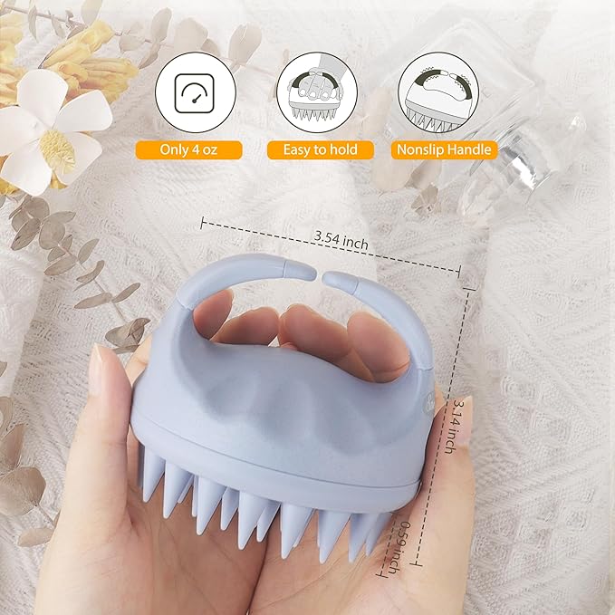 Sndyi Scalp Massager Shampoo Brush, Scalp Scrubber with Soft Silicone Bristles, Scalp Exfoliator for Dandruff Removal, Scalp Massager for Hair Growth, Wet Dry Hair Brush for Scalp Care, Sky Blue