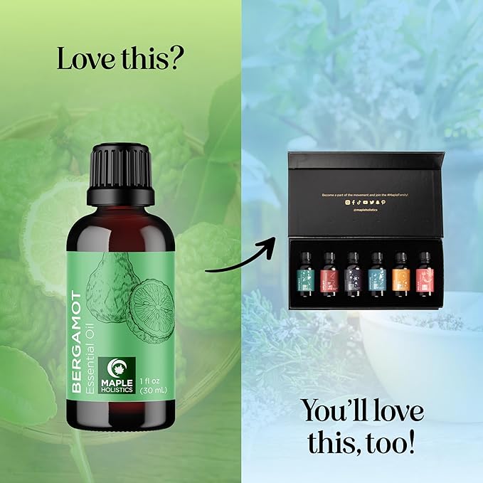 Bergamot Essential Oil for Diffuser Aromatherapy - 100% Pure Citrus Bergamot Oil for Hair Skin and Nails Plus Undiluted Relaxing Aromatherapy Essential Oil for Diffusers Baths and Topical Uses 1oz