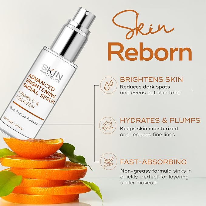 Vitamin C Serum For Face - Dermatologist Tested - with Collagen For Dark Spots, Skin Brightening, Anti-Aging & Acne + Fine Lines & Wrinkles - Vegan, Clean Beauty Korean Skin care
