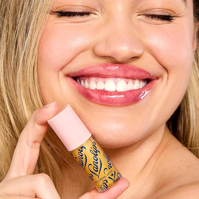 Lanolips Hydrating Lip Oil - Plumping Lip Gloss Infused with Lanolin Oil, Hyaluronic Acid & Vitamin E - Non-Sticky, Glossy Finish Beauty Products - Honey (0.2 Fl oz)