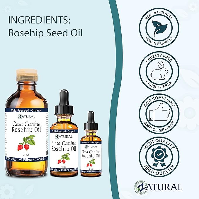 Zatural ROSA CANINA - Organic Rosehip Oil for Face, Nails, Hair and Skin - Cold Pressed Rose Hip Oil (Gallon)