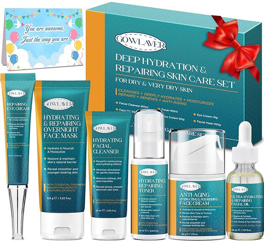 Skin Care Set for Teens Womens,Anti-Aging Deeply Hydrates Repairs Skincare Gift Set for All Skin,Facial Skin Care Products Routine Kit Christmas Beauty Gift Set for Women Stocking Stuffers