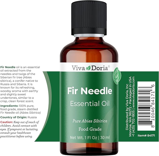 Viva Doria Fir Needle Essential Oil, 100% Pure, Natural Essential Oil, Undiluted, for Aromatherapy | Food Grade, 30 mL (1 Fluid Ounce)