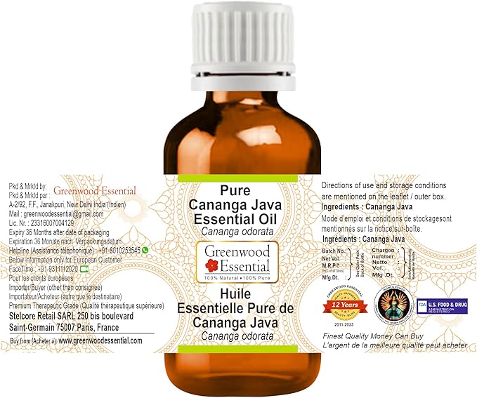 Pure Cananga Java Essential Oil (Cananga odorata) Steam Distilled 15ml (0.50 oz)