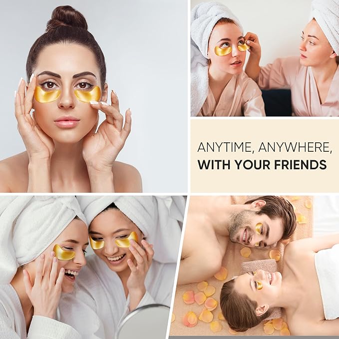 100Pcs/50Pairs Under Eye Patches Gold for Dark Circles, Puffy Eyes, and Wrinkles, 24K Gold Eye Mask for Face, Eye Cream for Men and Women…