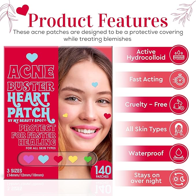 My Beauty Spot Pimple Patches Cute Acne Patches For Face (140 Patches) with Hydrocolloid, Tea Tree Extract & Salicylic Acid, Colorful Fun Designs - Pimple Patches for Face Acne Spot Treatment