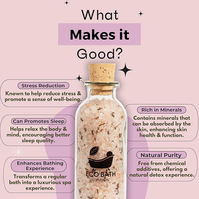 Himalayan Bath Salt - Luxurious Bath Salts for Relaxation, Skin Care, and Aromatherapy, Infused with Natural Ingredients (Various Scents) (Lavender)