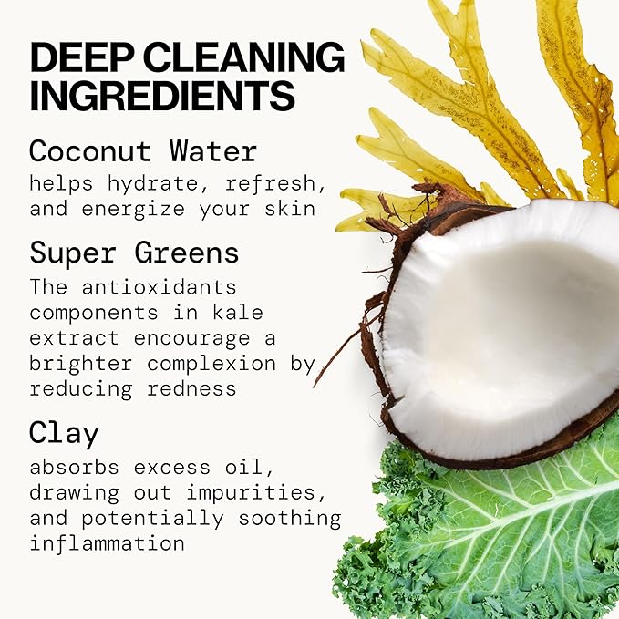 Pacifica Kale Detox Face Wash for Oily & Acne-Prone Skin, Deep Cleansing Facial Cleanser & Makeup Remover with Super Greens Kale, Seaweed & Clay, 5 fl oz –Clean Beauty, Vegan & Cruelty-Free